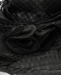 August Hats Textured Organza Rosette Wide Brim Hat