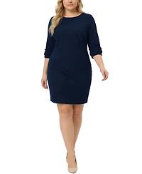 Ny Collection Plus 3/4 Sleeve Textured Knit Dress