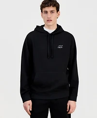 Karl Lagerfeld Paris Men's Logo Waffle-Knit Pullover Hoodie