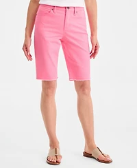 Style & Co Women's Mid-Rise Raw-Edge Bermuda Jean Shorts, Created for Macy's