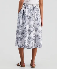 Nautica Women's Cotton Toile Elastic-Waist Midi Skirt