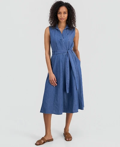 Nautica Women's Chambray Sleeveless A-Line Dress