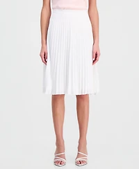 Tahari Asl Women's Solid-Color Pleated Chiffon Midi Skirt