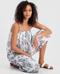Nautica Women's Toile Garden-Printed Sleeveless Cropped Jumpsuit