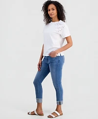 Nautica Women's Cotton Solid Embroidered T-Shirt