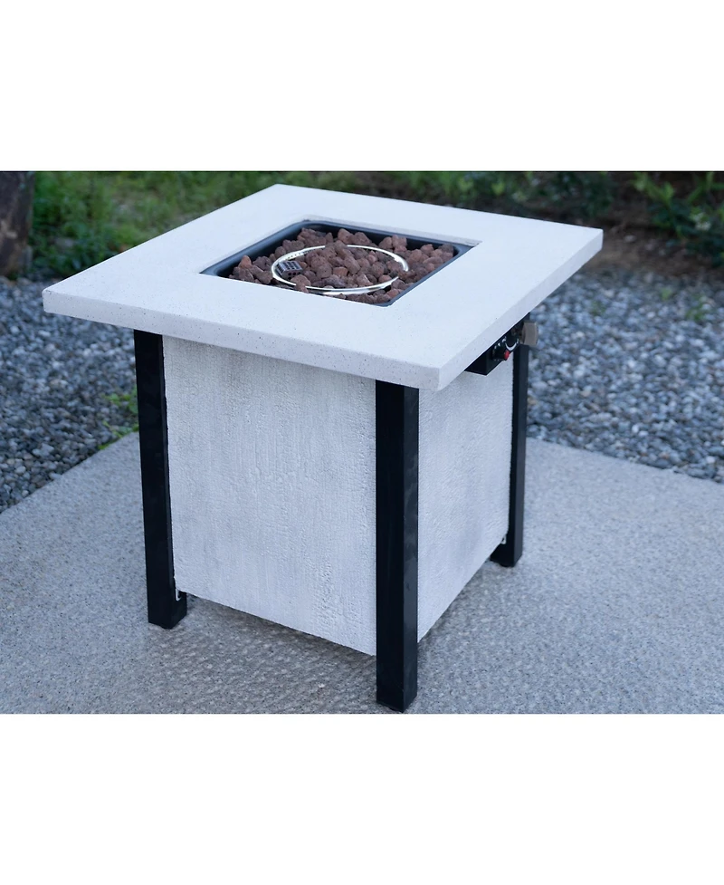 Flynama 28 Inch Square Outdoor Propane Fire Pit Table 50000 Btu Csa Certified Charcoal Grain 25 Inch H