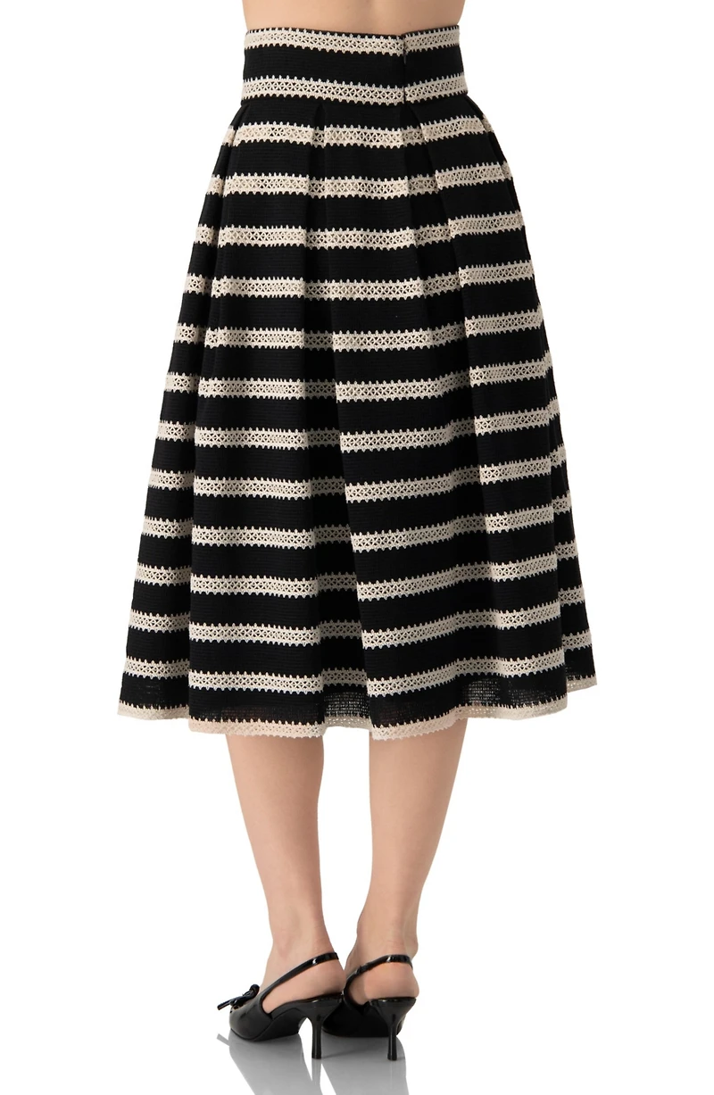Ivonne Women's Striped Textured Midi Skirt