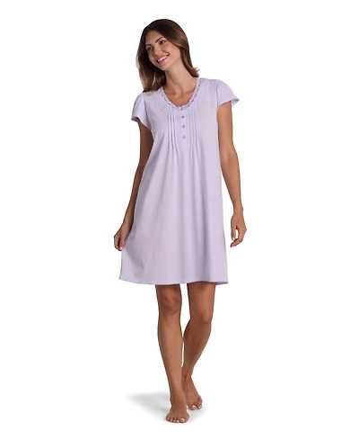 Miss Elaine Women's Short-Sleeve Solid Sleepwear Nightgown