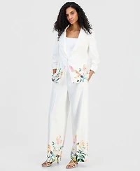 T Tahari Women's Notched-Lapel Scrunch-Sleeve Blazer