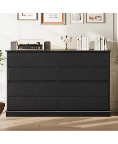 Gaomon 8-Drawer Dresser for Bedroom – Wide Oak Chest with Spacious Top, Modern Wooden Storage Organizer Closet, Living Room, Hallway