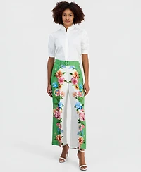 T Tahari Women's Printed Belted Wide-Leg Pants