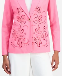 T Tahari Women's Embroidered One-Button Jacket