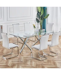 Streamdale Furniture Pu Leather Dining Chairs - Set of 4 - White