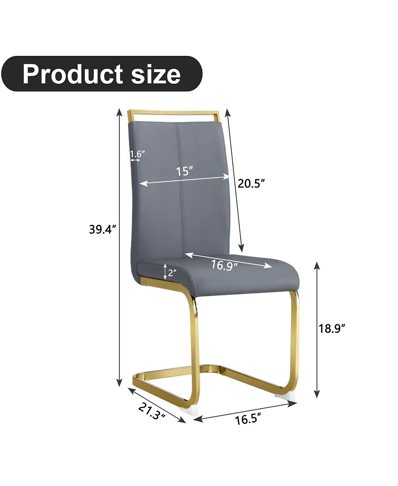 Streamdale Furniture Modern Gray Pu Leather Dining Chairs (Set of 2)