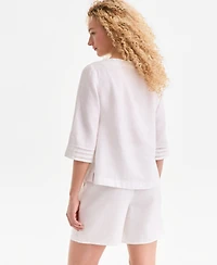 Charter Club Women's 3/4-Sleeve 100% Linen Blouse, Exclusively at Macy's