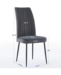 Streamdale Furniture Dark Grey Velvet Dining Chairs - Set of 2, Adjustable Feet