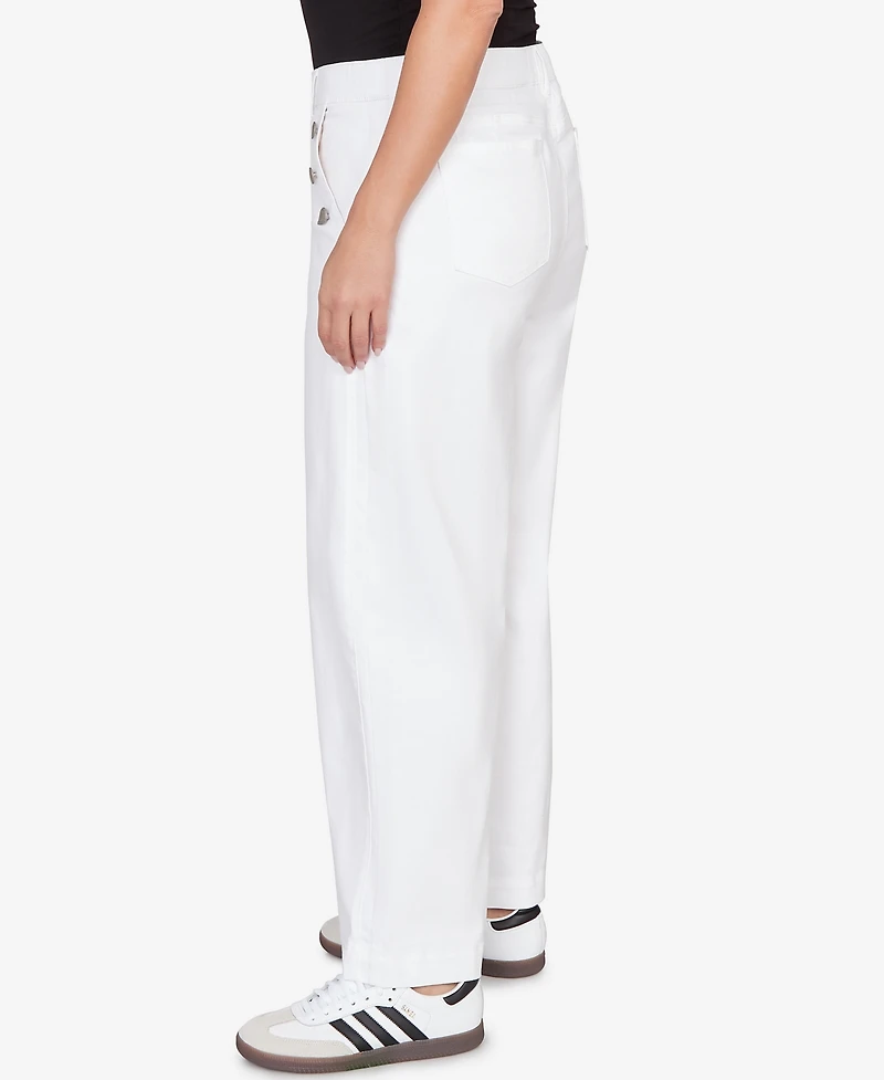 Ruby Rd. Plus Wide Leg Pull On White Sailor Jean