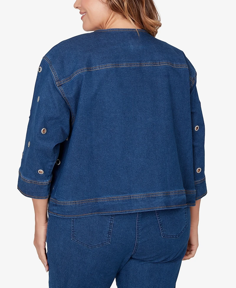 Ruby Rd. Plus Grommet Detail Stretch Denim Jacket