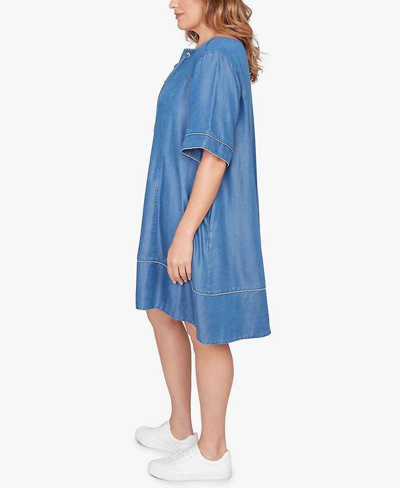 Ruby Rd. Plus Lace-Up Tm Tipped Dress
