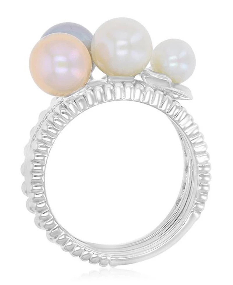 Macy's Imitation Pearl & Diamond (0.054 ct. t.w.) Stackable Ring