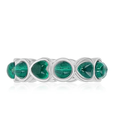 Macy's Malachite (3 ct. t.w.) Alternate Band Ring Rhodium Over Sterling Silver