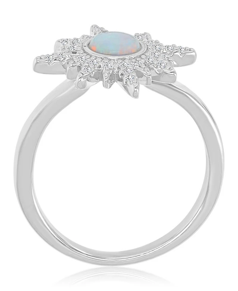 Macy's Opal and Cubic Zirconia (0.288 ct. t.w.) Starburst Ring