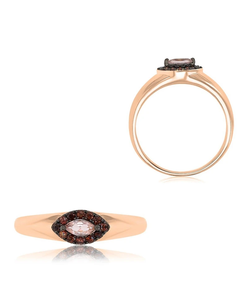 Macy's Morganite (0.48 ct. t.w.) & Coffee Cubic Zirconia Ring 14k Rose Gold Over Sterling Silver