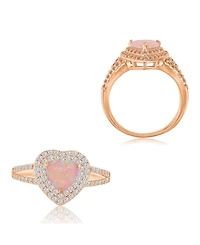 Macy's Pink Cubic Zirconia (0.86 ct. t.w.) and Opal Heart Ring