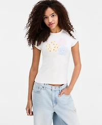 Just Polly Juniors' Hibiscus Patchwork Short-Sleeve T-Shirt