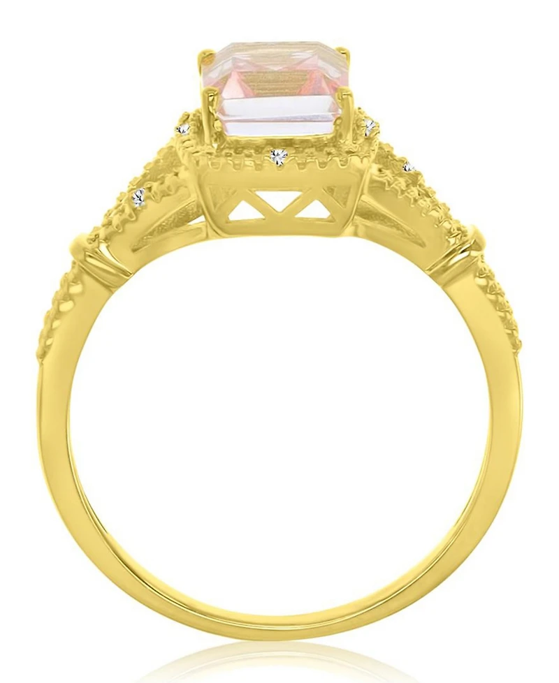 Macy's Diamond (0.017 ct. t.w.) & Morganite (1.55 Quartz Ring 10k Yellow Gold