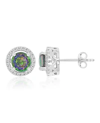 Macy's Diamond (0.21 ct. t.w.) and Mystic Green Stud Earrings