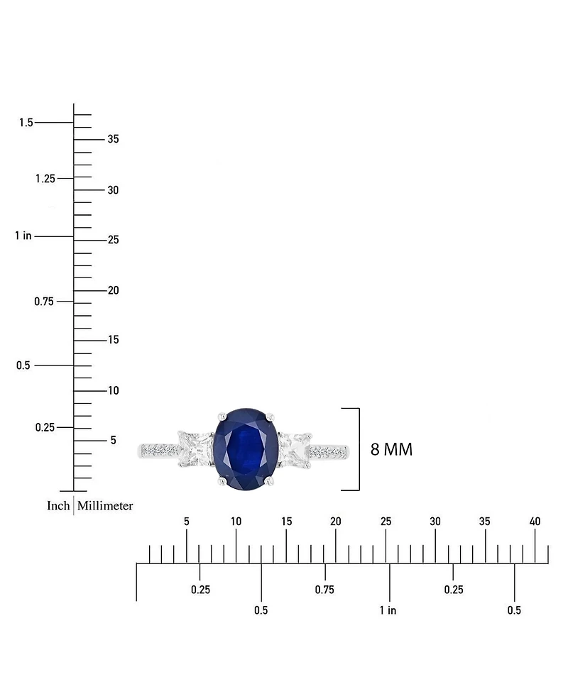 Macy's Diamond (0.054 ct. t.w.), Blue & White Sapphire (1.95 ct. t.w.) Ring in 14K White Gold