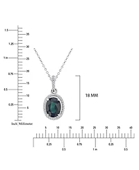 Macy's Sapphire (1 ct. t.w.) & Diamond (0.105 ct. t.w.) Halo Necklace in 14k White Gold