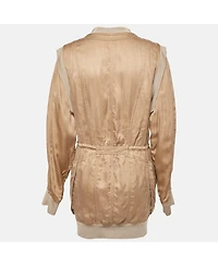 Pre-Owned Balmain Women's Beige Gabardine Long Zip-Up Jacket