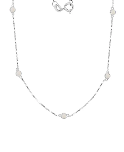 Macy's Created Opal (0.35 ct. t.w.) Station Necklace in Rhodium Over Sterling Silver