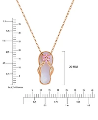 Macy's Diamond (0.006ct. t.w.), Pink Sapphire (0.21 ct. t.w.) & Pink Imitation Pearl Slipper Necklace in 14K Rose Gold Over Sterling Silver