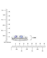Macy's Diamond (0.069 ct. t.w.) Imitation Pearl & Tanzanite Stackable Band Ring Set in Rhodium Over Sterling Silver