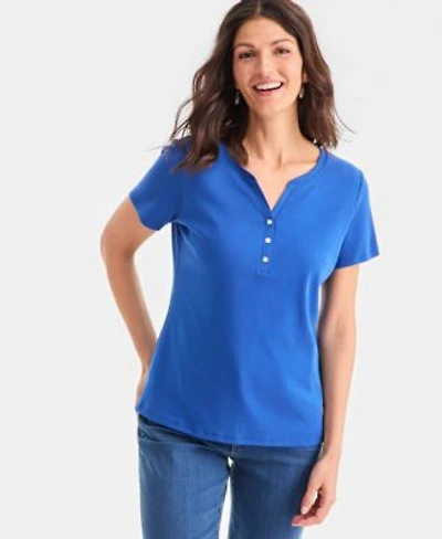 Style Co Womens Short Sleeve Cotton Henley Top Pxs 4x Exclusively At Macys