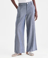 Charter Club Women's 100% Linen Woven Pleated Wide-Leg Pants, Created for Macy's