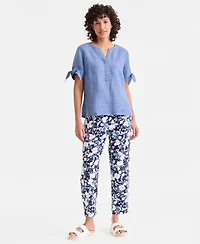 Charter Club Women's 100% Linen Pleated-Front Tapered Pants, Macy's Exclusive