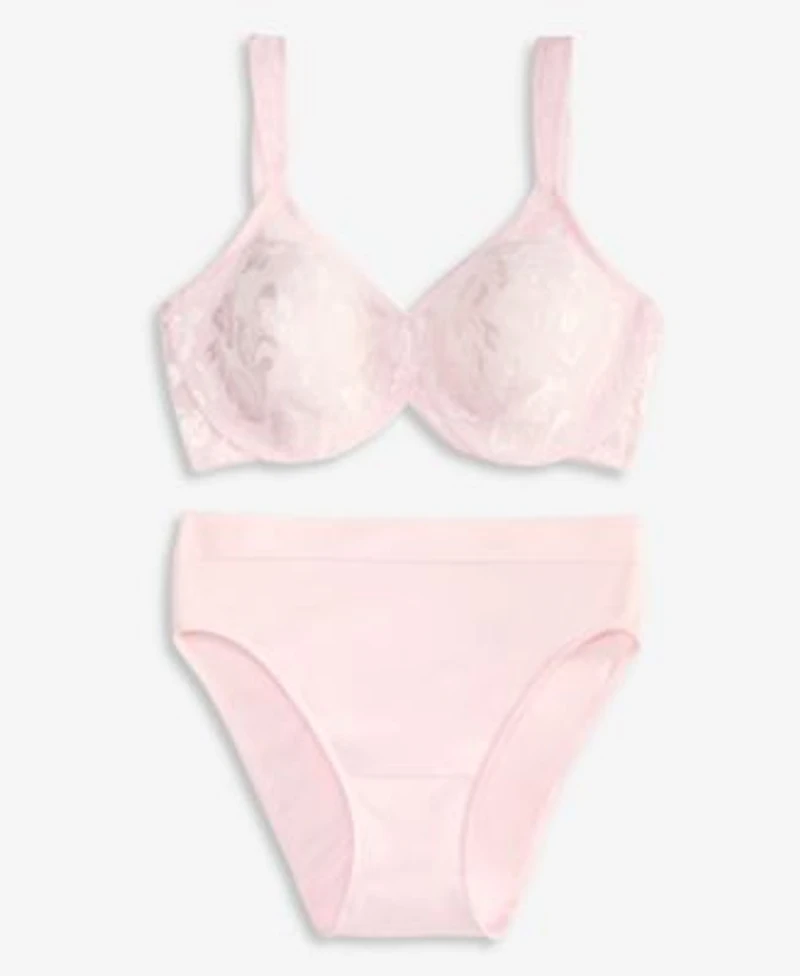 Wacoal Womens Awareness Full Figure Seamless Underwire Bra B Smooth High Cut Brief Underwear