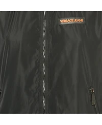 Pre-Owned Versace Women's Jeans Black Side Stripe Synthetic Zip-Up Jacket