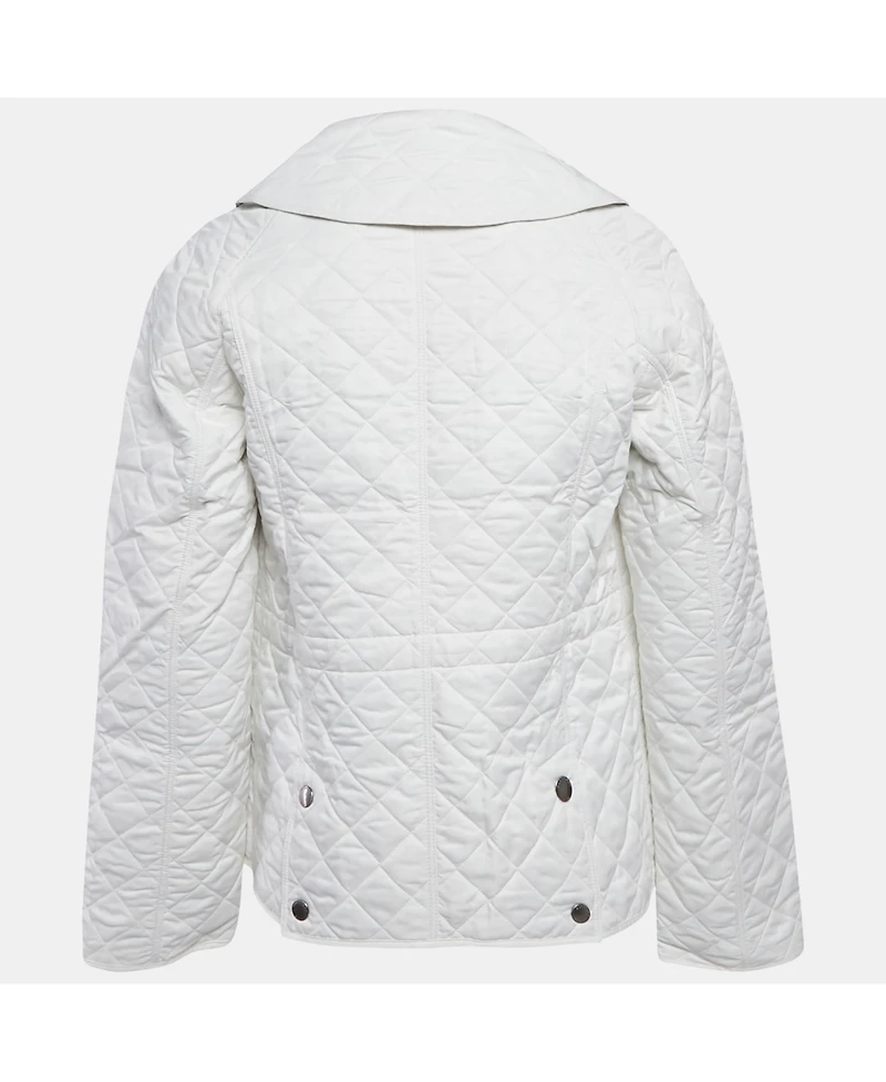 Pre-Owned Burberry Women's Brit White Synthetic Quilted Button Front Jacket