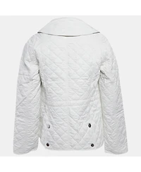 Pre-Owned Burberry Women's Brit White Synthetic Quilted Button Front Jacket
