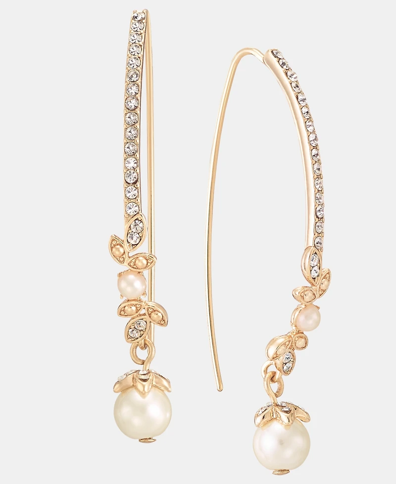 Marchesa Pave & Imitation Pearl Threader Earrings