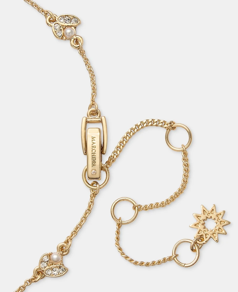 Marchesa Crystal & Imitation Pearl Station Necklace, 16" + 3" extender