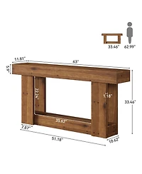 Tribesigns 63-Inch Entryway Table, Farmhouse Solid Wood Console Table with U-Shaped Base, 2-Tier Narrow Long Sofa Table Behind The Couch
