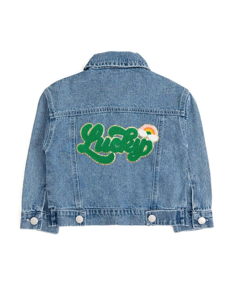 Sweet Wink Little Girls Lucky Rainbow Patch St. Patrick's Day Denim Jacket