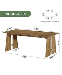 Tribesigns 70.87" Dining Table for 6-8, Solid Wood Rectangle Kitchen Table with Heavy-Duty Legs, Modern Kitchen and Dining Room Furniture