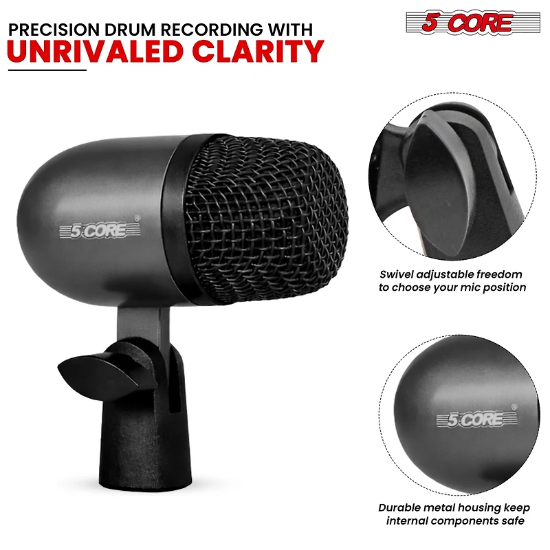 5 Core 5Core Tom Snare Mic Cardioid Dynamic Microphone for Drum Kit Percussion Instrument